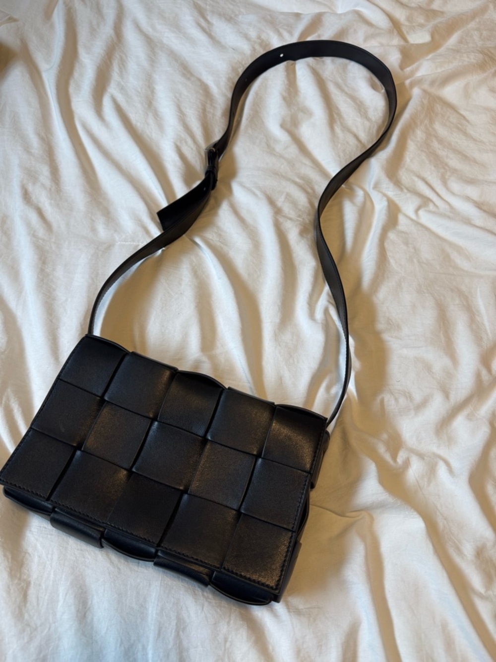Bottega Veneta Black Woven Leather Cassette